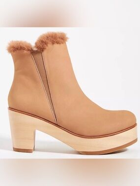 Anthropologie Ariana Bohling Parker Clog Ankle Boots Tan Size 7 NWT